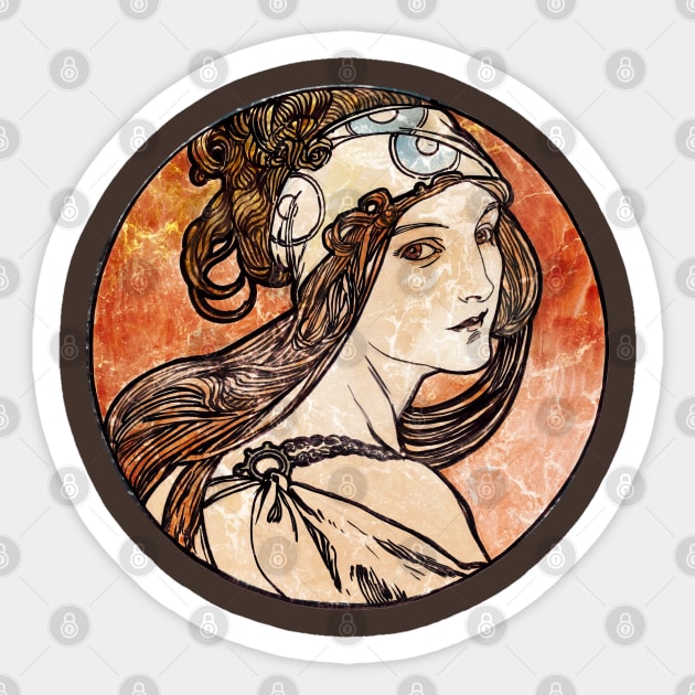 Pretty Art Nouveau Girl Sticker by Heartsake